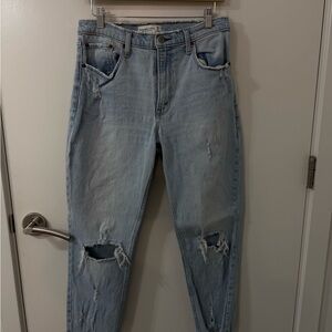 Abercrombie & Fitch High Light Blue High Rise Mom Jeans